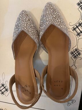 a new day Taupe Beaded Pointed-Toe D'Orsay Slingback Flats